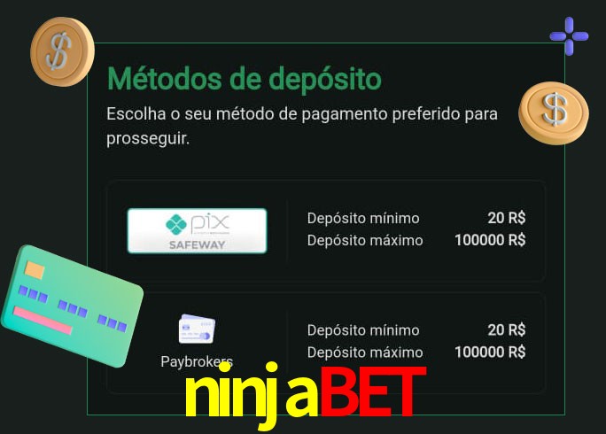 O cassino ninjabet oferece uma grande variedade de métodos de pagamento